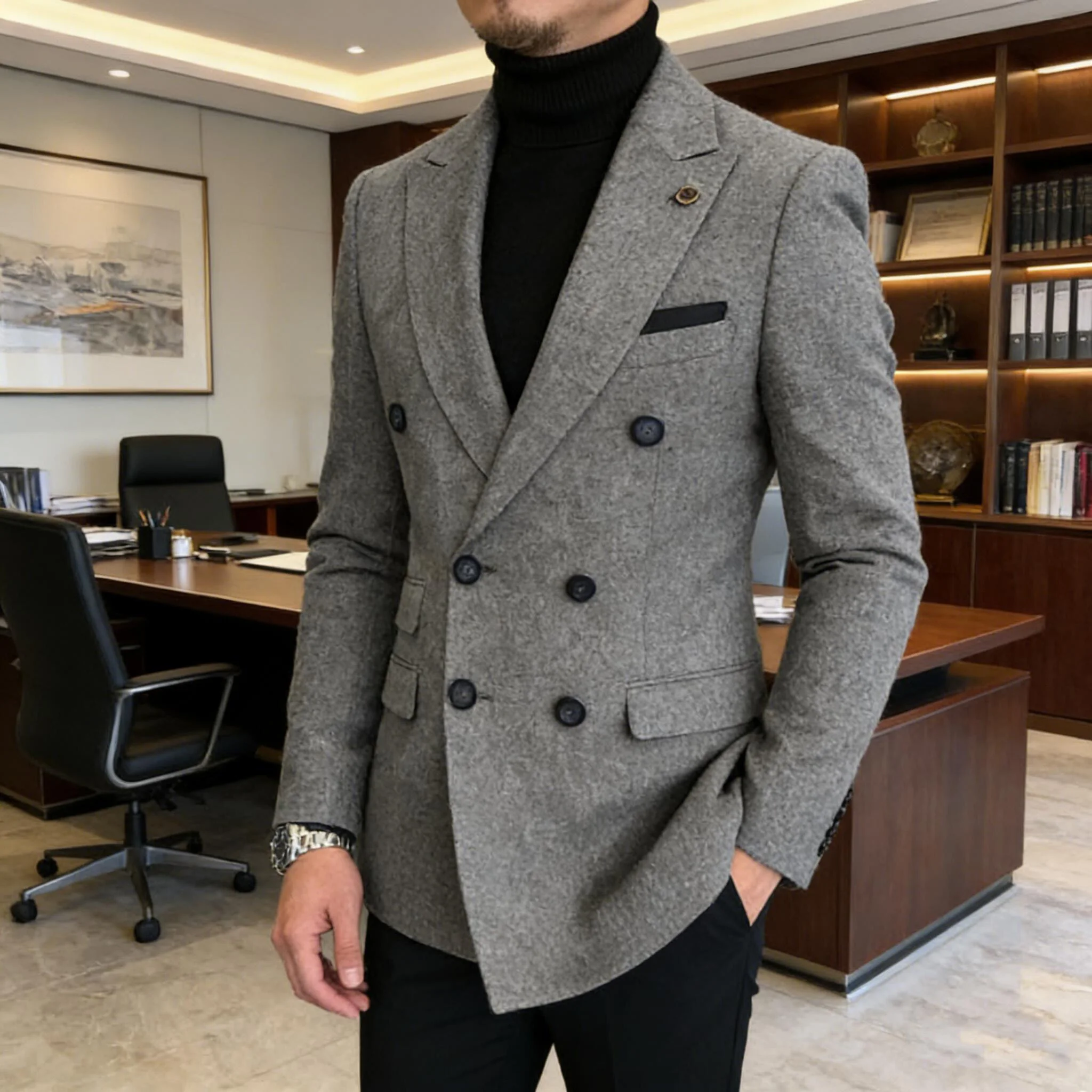 Men's Woolen Tweed Suit Jacket Fashion Double Breasted High Quality Slim Fit Formal Blazer For Business Wedding Party Clothes
Men's Woolen Tweed Suit Jacket Fashion Double Breasted High Quality Slim Fit Formal Blazer For Business Wedding Party Clothes