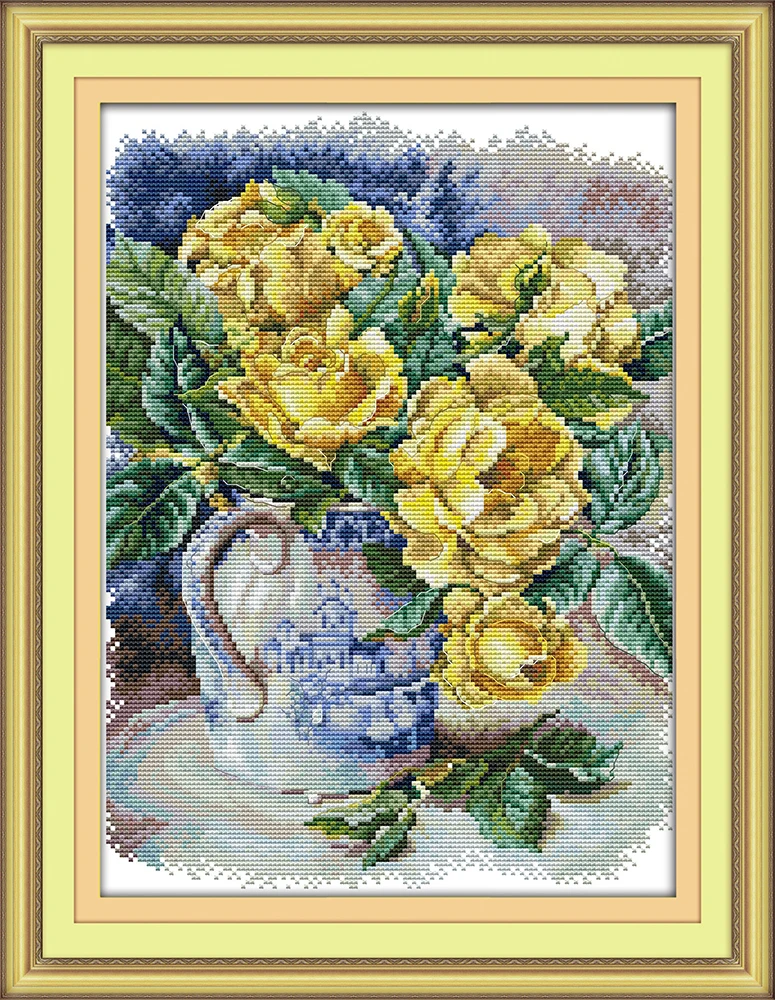 Cross-stitch Complete Set Yellow Rose (Oil Painting) Kit Stamped Printed Counted Unprinted Cloth DMC Needlework Home Decor
Cross-stitch Complete Set Yellow Rose (Oil Painting) Kit Stamped Printed Counted Unprinted Cloth DMC Needlework Home Decor