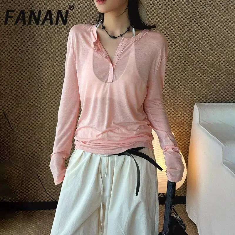 FANANSummer New Korean Style Casual Simple Henley Collar Button Sunscreen T-Shirt Lightweight Breathable Slimming Top For
FANANSummer New Korean Style Casual Simple Henley Collar Button Sunscreen T-Shirt Lightweight Breathable Slimming Top For