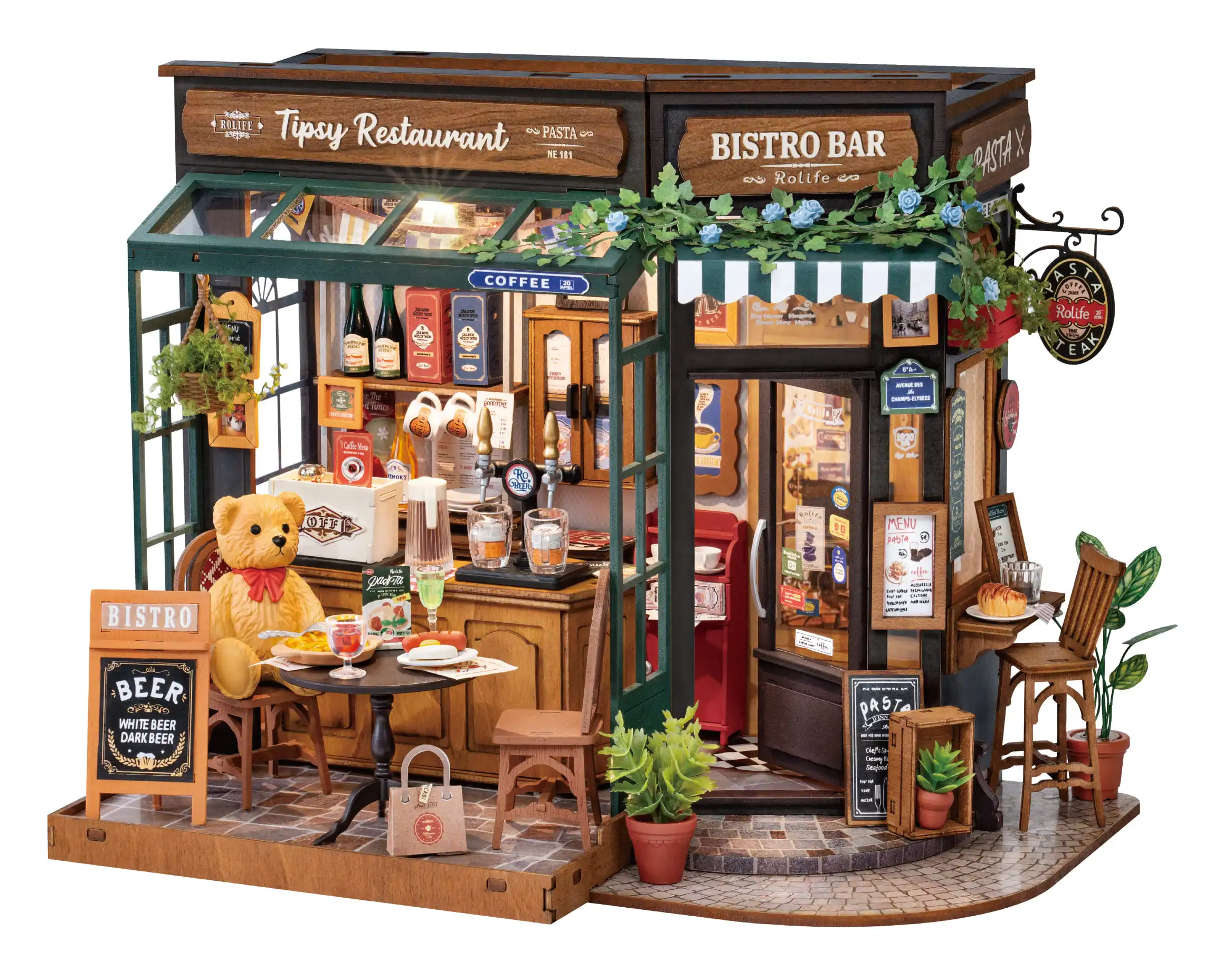 Robotime Rolife Tipsy Restaurant Miniature Dollhouse 3D Wooden Puzzle Bistro Bar Design Gifts for Family Home Decoration Toys
Robotime Rolife Tipsy Restaurant Miniature Dollhouse 3D Wooden Puzzle Bistro Bar Design Gifts for Family Home Decoration Toys