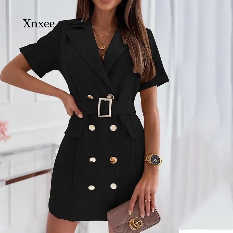 Casual Women Button Dress Turn Down Collar Summer Solid Slim Fit Short Sleeve Dress Elegant Lady High Waist Party Dress Vestidos
Casual Women Button Dress Turn Down Collar Summer Solid Slim Fit Short Sleeve Dress Elegant Lady High Waist Party Dress Vestidos