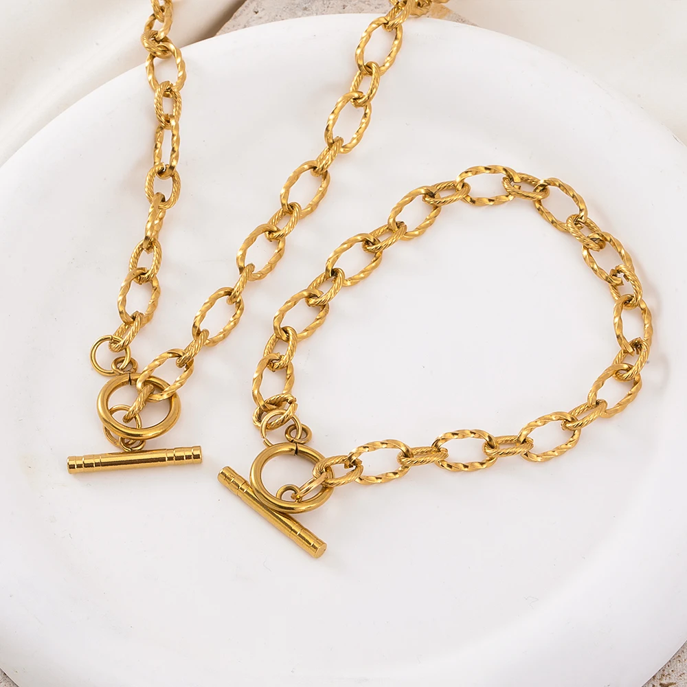 1PC 5PCS New Stainless Steel Frosted Necklace Bracelet Set Jewelry Making Gift Thick Link Chain OT Buckle Clasp Handmade Chokers
1PC 5PCS New Stainless Steel Frosted Necklace Bracelet Set Jewelry Making Gift Thick Link Chain OT Buckle Clasp Handmade Chokers