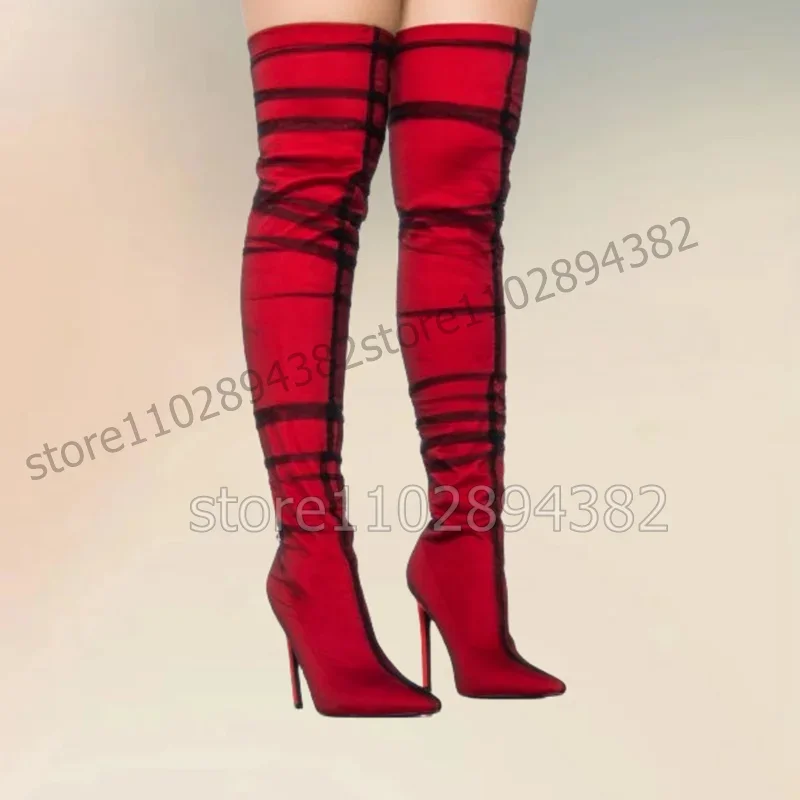 Black Mesh Red Thigh High Pointed Toe Boots Slip On Women Shoes Thin High Heels Fashion Party Banquet 2023 Zapatos Para Mujere
Black Mesh Red Thigh High Pointed Toe Boots Slip On Women Shoes Thin High Heels Fashion Party Banquet 2023 Zapatos Para Mujere