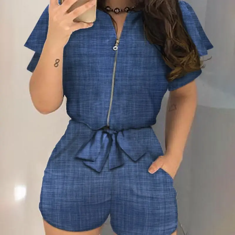 Denim Look Print Zipper Design Top & Shorts Set Women 2pcs Clothes Set Summer Spring Short Sleeve Top Shirt High Waist Shorts
Denim Look Print Zipper Design Top & Shorts Set Women 2pcs Clothes Set Summer Spring Short Sleeve Top Shirt High Waist Shorts