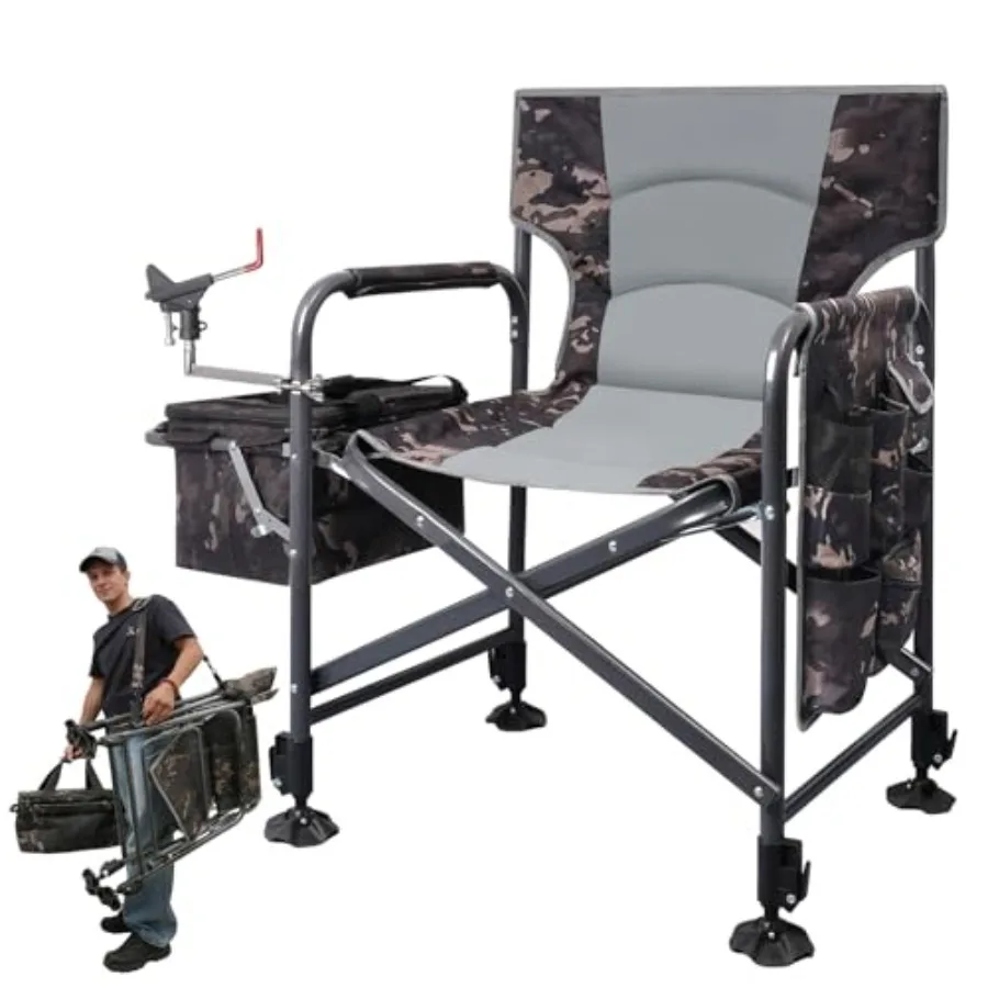 Fishing Chair with Rod Holder Folding Heavy Duty Ice Fishing Camping Chair with Liftable Cooler Bag Cup Holder Adjustable Legs
Fishing Chair with Rod Holder Folding Heavy Duty Ice Fishing Camping Chair with Liftable Cooler Bag Cup Holder Adjustable Legs