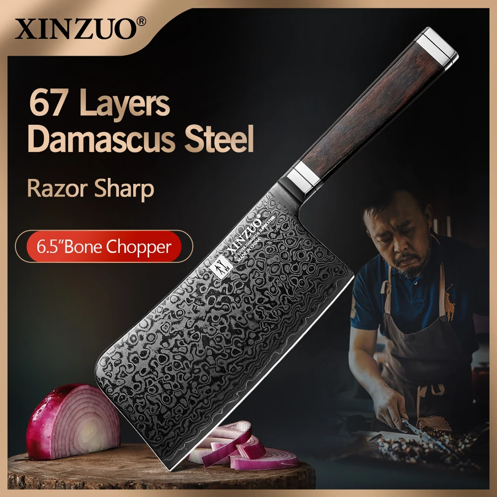 XINZUO 6.5 Inches Bone Chopper Original Design 67 Layers Damascus Steel Heavy Duty Kitchen Knife For Hard Food For Chicken
XINZUO 6.5 Inches Bone Chopper Original Design 67 Layers Damascus Steel Heavy Duty Kitchen Knife For Hard Food For Chicken