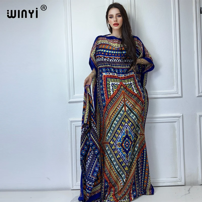 WINYI Catwalk model abaya women muslim sets dress african dubai abaya Crew Neck print Kaftan Elegant Maxi Length Dress
WINYI Catwalk model abaya women muslim sets dress african dubai abaya Crew Neck print Kaftan Elegant Maxi Length Dress