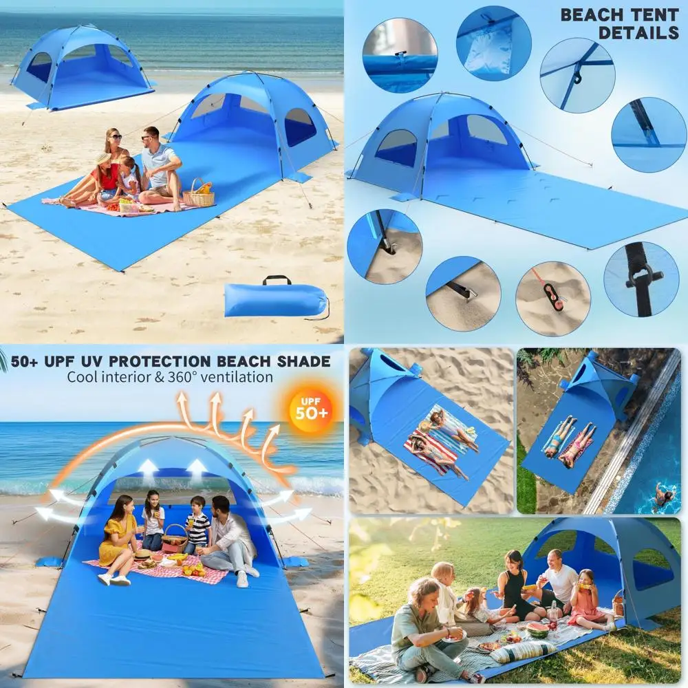 Large Beach Tent with Sun Shade, 114x82 Inches, UPF 50+, Enhanced Privacy with 3 Double-Layer Windows, Portable and Easy Setup
Large Beach Tent with Sun Shade, 114x82 Inches, UPF 50+, Enhanced Privacy with 3 Double-Layer Windows, Portable and Easy Setup