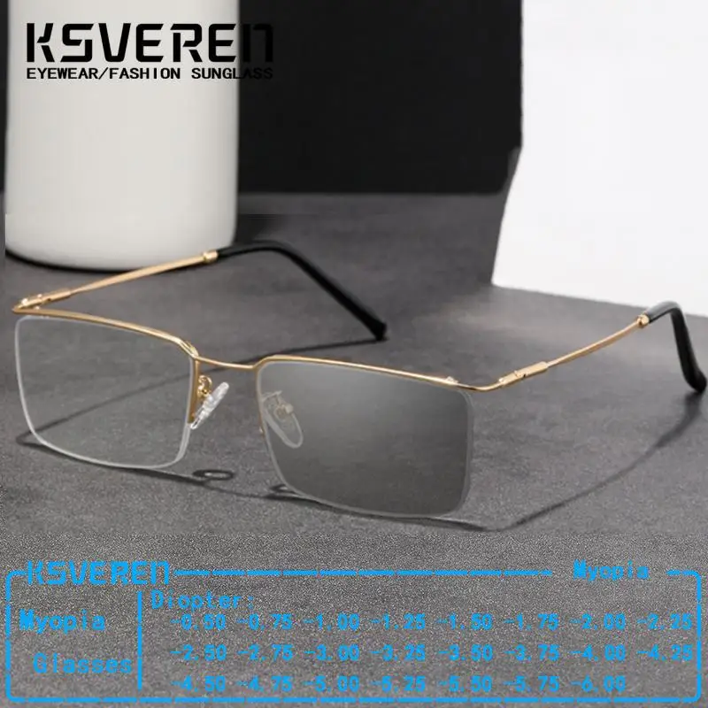 Men Metal Half Frame Myopia Nearsighted Glasses Photochromic Customized Prescription Eyeglasses Negative Diopter
Men Metal Half Frame Myopia Nearsighted Glasses Photochromic Customized Prescription Eyeglasses Negative Diopter