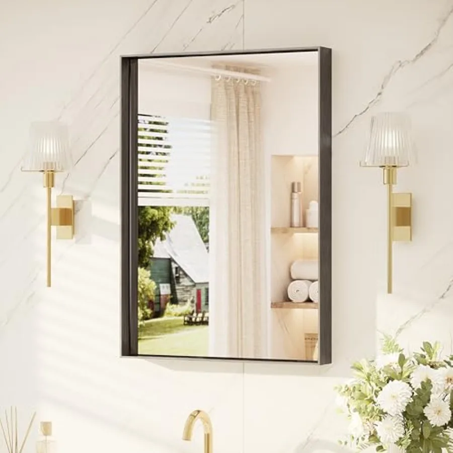 Bathroom Mirror 22" x 30" Vanity Mirror for Over Sink Tempered Glass Modern Farmhouse Rectangle Frame Wall Mirrors for Bathroom
Bathroom Mirror 22" x 30" Vanity Mirror for Over Sink Tempered Glass Modern Farmhouse Rectangle Frame Wall Mirrors for Bathroom