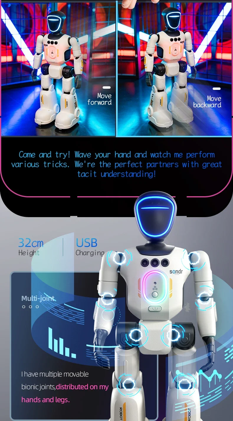 Smart Dancing Remote Control Robot Toy 2.4G Joint Mobility Breathing Light Record RC Robot Intelligent Robot for Child Kid Toys
Smart Dancing Remote Control Robot Toy 2.4G Joint Mobility Breathing Light Record RC Robot Intelligent Robot for Child Kid Toys