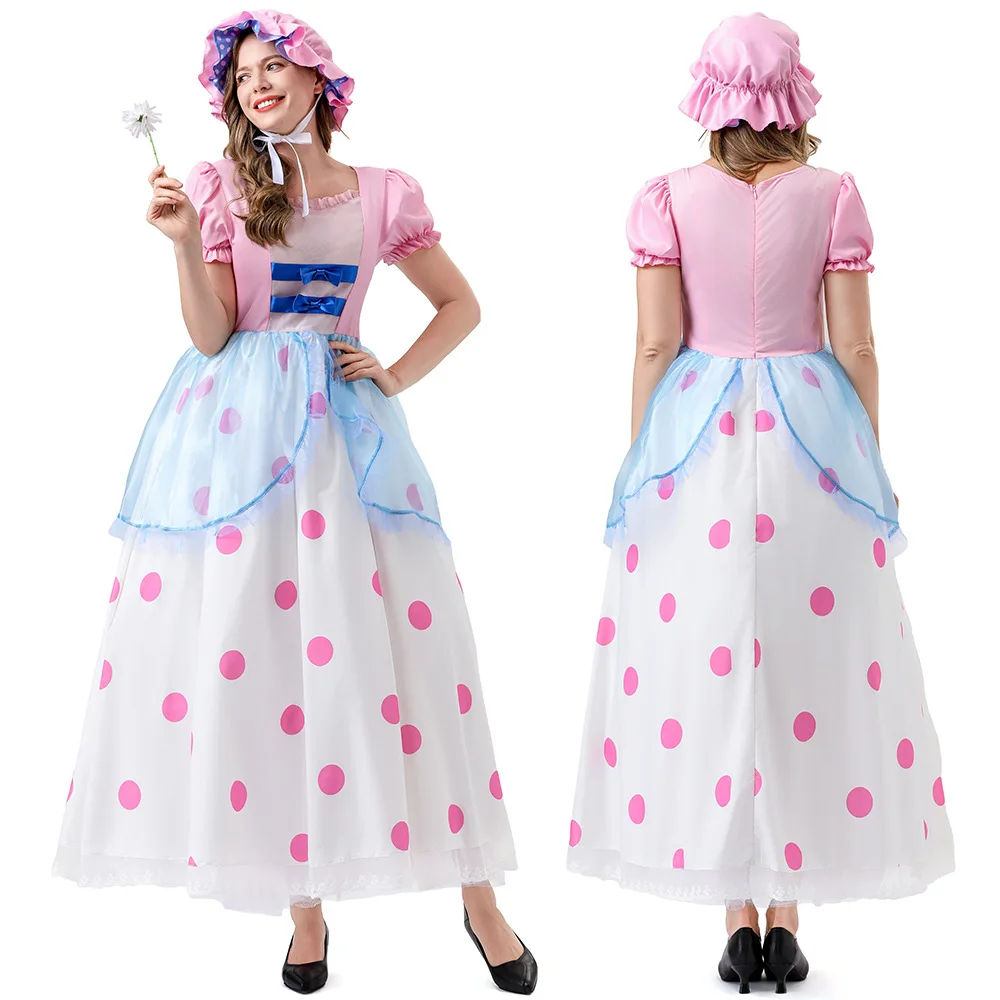 Lady Shepherdess Maid Costume Toy Movie Cosplay Rural Manor Girl Maid Long Pink polka Dots Dress 2D Role Play Costumes with Hat
Lady Shepherdess Maid Costume Toy Movie Cosplay Rural Manor Girl Maid Long Pink polka Dots Dress 2D Role Play Costumes with Hat