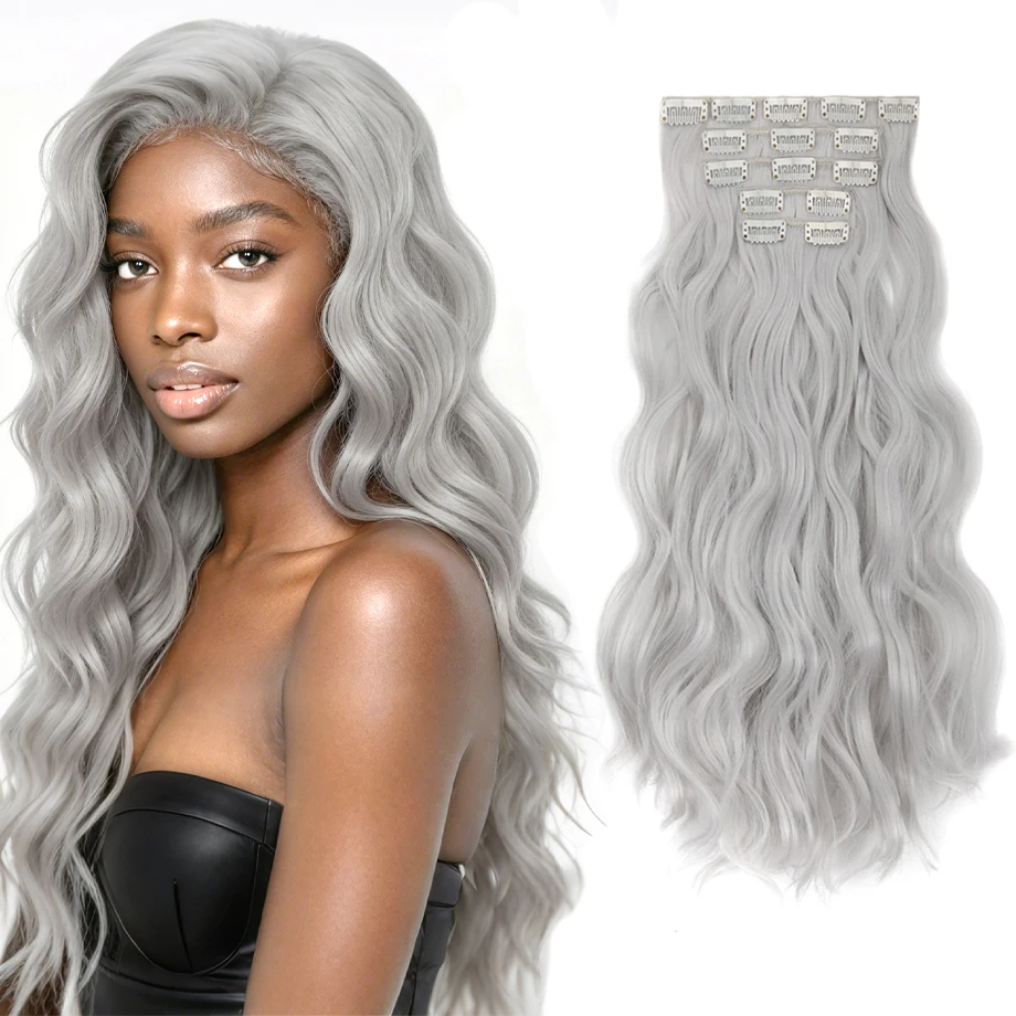 Clip in Hair Extensions Sliver Hair 20 Inch Loose Wavy Clip for Women 5PCs Invisible Double Weft Thick Soft Synthetic Hairpieces
Clip in Hair Extensions Sliver Hair 20 Inch Loose Wavy Clip for Women 5PCs Invisible Double Weft Thick Soft Synthetic Hairpieces