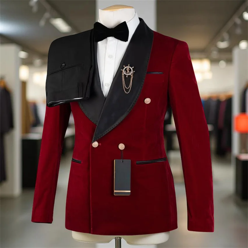 Velvet Formal Wedding Tuxedo Double Breasted Men Suits for Groomsmen 2 Pcs Formal Slim Fit Fashion Suit Set Jacket with Pants
Velvet Formal Wedding Tuxedo Double Breasted Men Suits for Groomsmen 2 Pcs Formal Slim Fit Fashion Suit Set Jacket with Pants