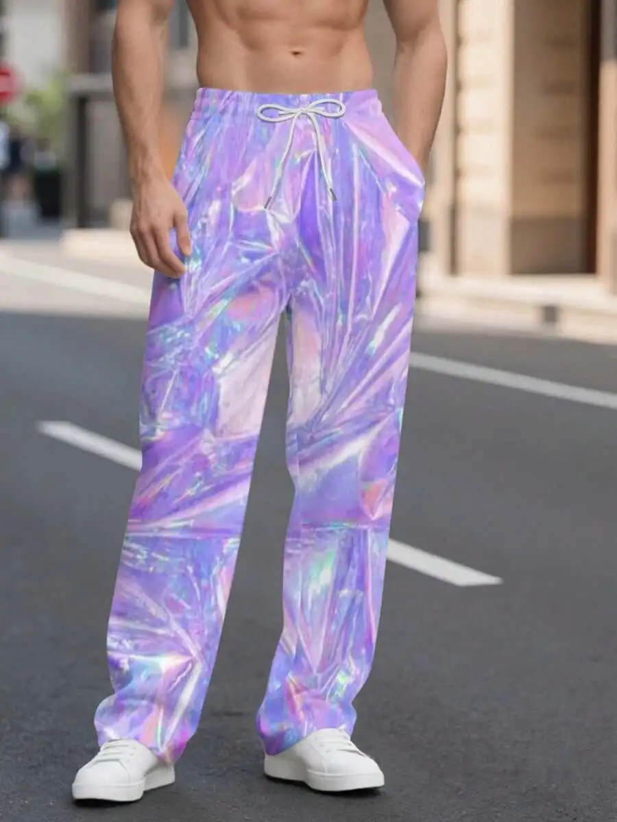 Mens Holographic Laser Straight Leg Sweatpants Purple Base Summer Casual Pants
Mens Holographic Laser Straight Leg Sweatpants Purple Base Summer Casual Pants
