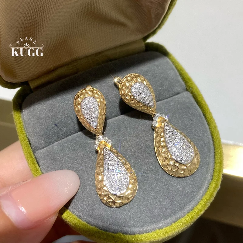 KUGG 100% 18K White+Yellow Gold Earrings Luxury Vintage Style Real Natural Diamond Drop Earrings for Women High Party Jewelry
KUGG 100% 18K White+Yellow Gold Earrings Luxury Vintage Style Real Natural Diamond Drop Earrings for Women High Party Jewelry