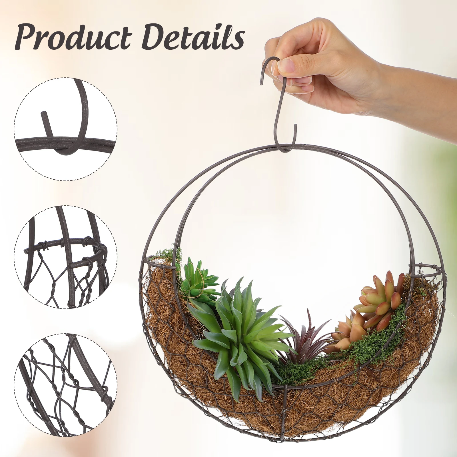 Moon Shape Iron Wire Wreath Metal Frame Succulent Pot S Shape Hanging Basket Plant Flower Holder Wedding Home garden Cafe Decor
Moon Shape Iron Wire Wreath Metal Frame Succulent Pot S Shape Hanging Basket Plant Flower Holder Wedding Home garden Cafe Decor