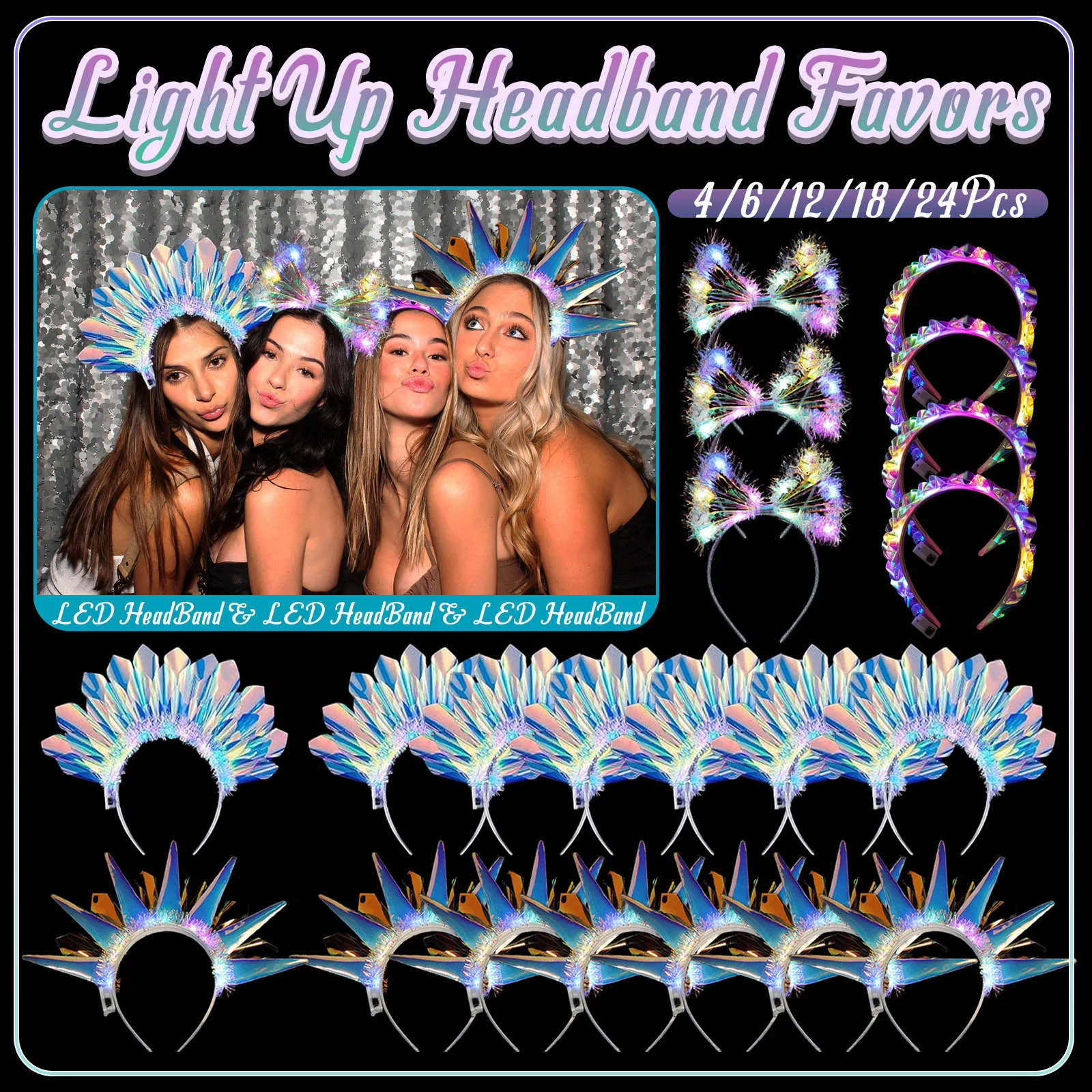 4-24Pcs LED Headbands Glow Party Light Up Headband for Birthday Wedding Favors Rave Costume Headpiece for Women Men Halloween
4-24Pcs LED Headbands Glow Party Light Up Headband for Birthday Wedding Favors Rave Costume Headpiece for Women Men Halloween