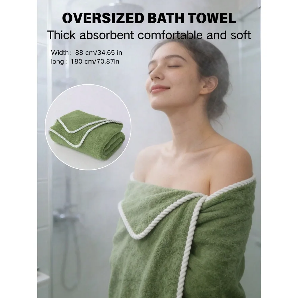 2/1 PCS Green (35*70in) Luxury Polyester Bath Towel - Modern Woven Rectangular Bath Towel, Super Soft, Super Absorbent, Adult Size Solid Color Pattern, Extra Large Size, Super Soft, Super Absorbent
2/1 PCS Green (35*70in) Luxury Polyester Bath Towel - Modern Woven Rectangular Bath Towel, Super Soft, Super Absorbent, Adult Size Solid Color Pattern, Extra Large Size, Super Soft, Super Absorbent