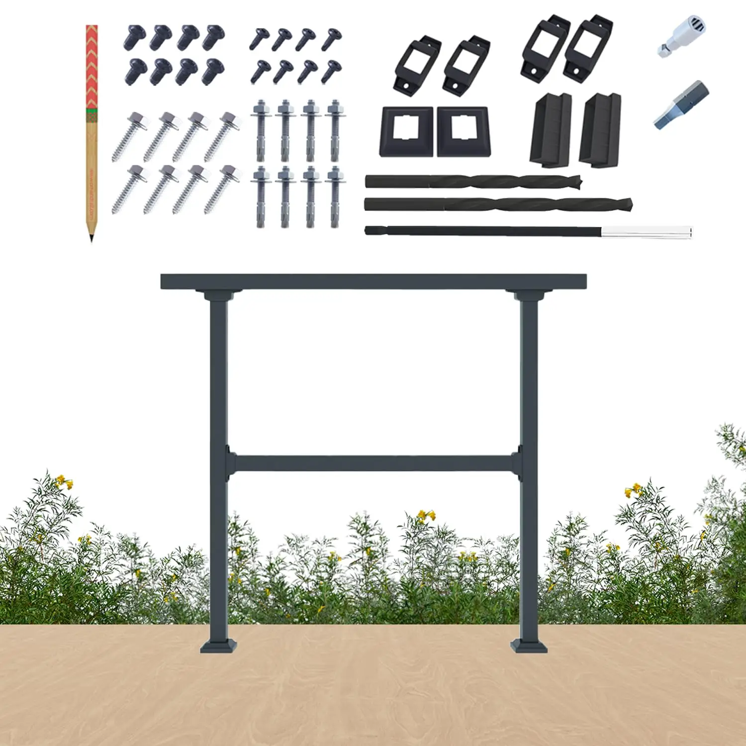 Horizontal Metal Deck Railing, 4ft Wide Handrail for Flat Surfaces, Black Straight Railing for Decks & Patio
Horizontal Metal Deck Railing, 4ft Wide Handrail for Flat Surfaces, Black Straight Railing for Decks & Patio