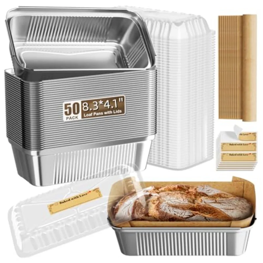 Pack Aluminum Loaf Pans with Lids Stickers and Parchment Paper Sheets, 2.4Lb Heavy Duty Aluminum Foil Premium Bread Tins - 8.3
Pack Aluminum Loaf Pans with Lids Stickers and Parchment Paper Sheets, 2.4Lb Heavy Duty Aluminum Foil Premium Bread Tins - 8.3