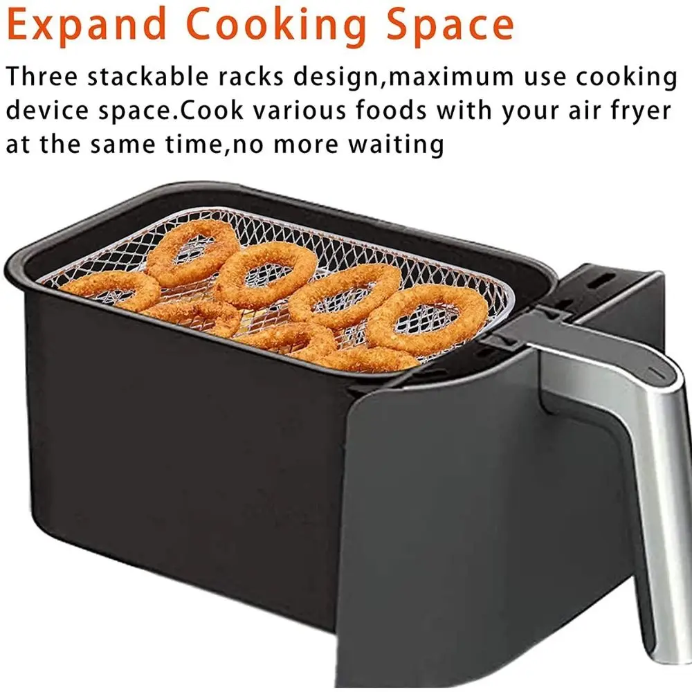 New Stackable Air Fryer Rack Non-Stick Stainless Steel Airfryer Tray Grill Basket Kitchen Gadgets
New Stackable Air Fryer Rack Non-Stick Stainless Steel Airfryer Tray Grill Basket Kitchen Gadgets