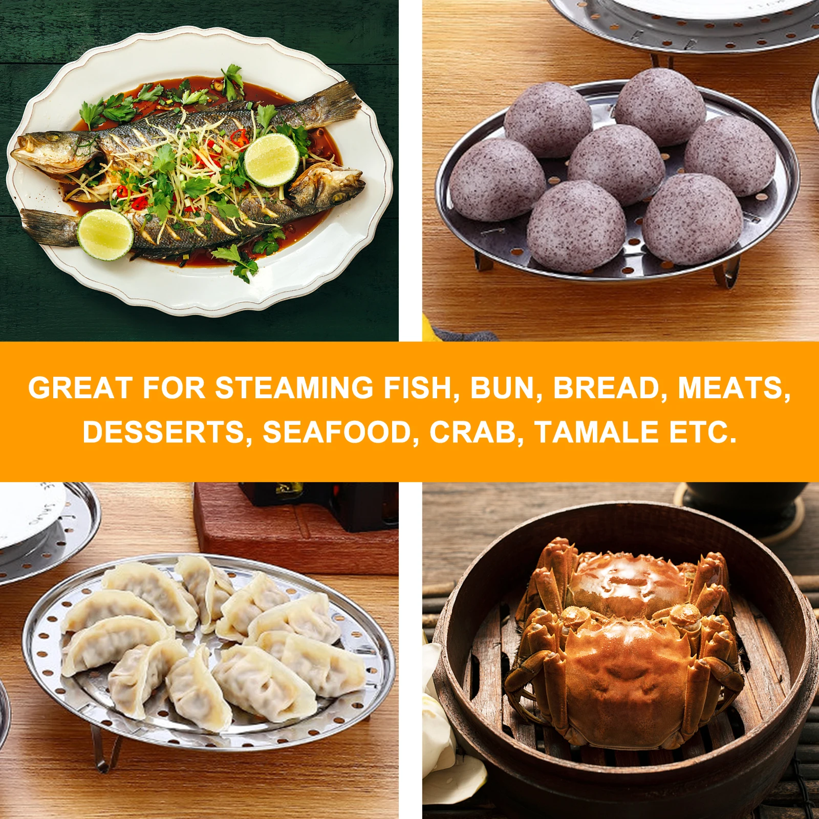 1 Set Thickened Steam Plate Steamer Rack Steaming Dish Food Plate Cooker Rack With Holes For Rice Cooker Stainless Steel
1 Set Thickened Steam Plate Steamer Rack Steaming Dish Food Plate Cooker Rack With Holes For Rice Cooker Stainless Steel