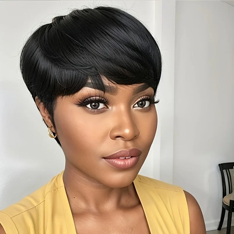 6inch 150%density machine made natural black color pixie cut remy hair short straight human hair wig daily party cosplay use wig
6inch 150%density machine made natural black color pixie cut remy hair short straight human hair wig daily party cosplay use wig