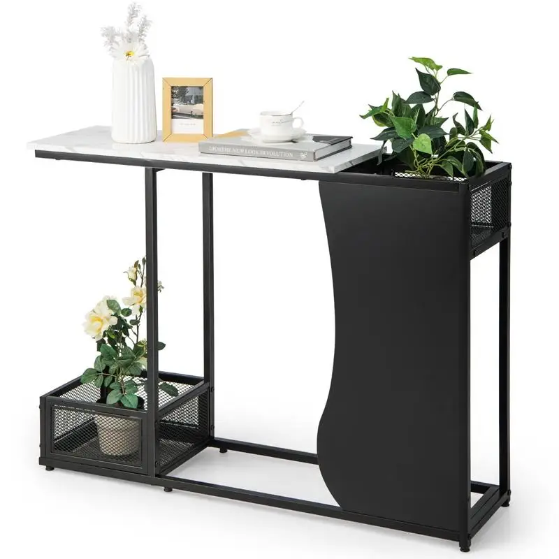 43.5 Inch Console Table with Plant Position and Faux Marble Top-Black
43.5 Inch Console Table with Plant Position and Faux Marble Top-Black