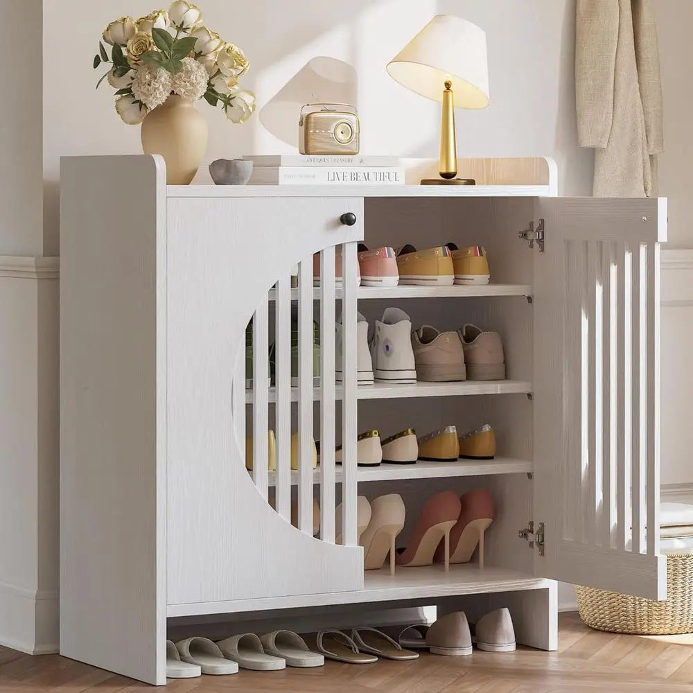 4-Tier Adjustable Wooden Shoe Cabinet, White - Storage for Entryway, Hallway, Living Room
4-Tier Adjustable Wooden Shoe Cabinet, White - Storage for Entryway, Hallway, Living Room