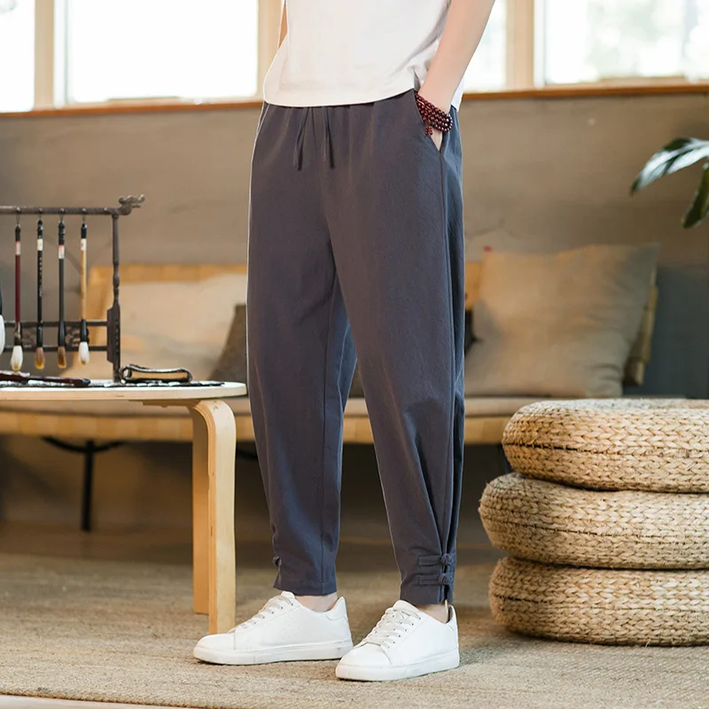 Spring and Autumn Retro Chinese Style Casual Solid Color Plate Buckle Leggings Large Loose Ethnic Style Men's Casual Pants
Spring and Autumn Retro Chinese Style Casual Solid Color Plate Buckle Leggings Large Loose Ethnic Style Men's Casual Pants