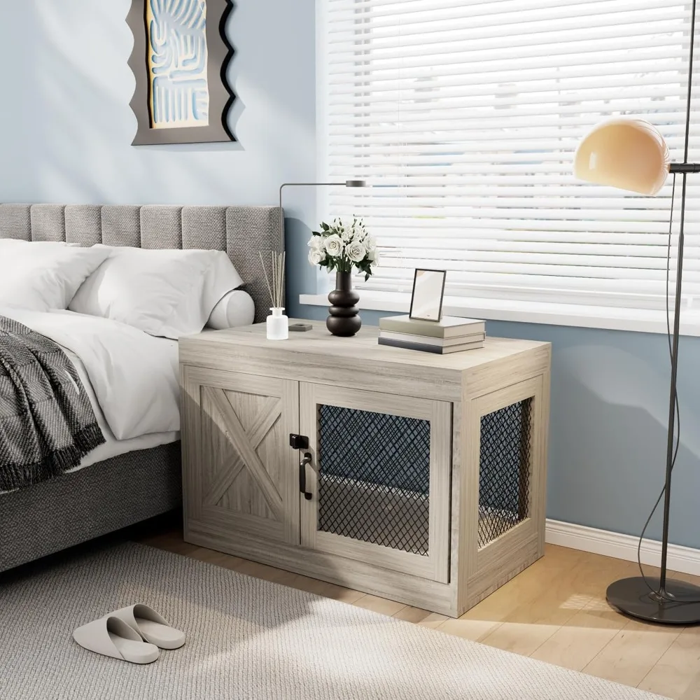 36" Wooden Corner Dog Crate Furniture – Double Door Pet Kennel End Table | with Mesh Panels for Small & Medium Dogs Indoors
36" Wooden Corner Dog Crate Furniture – Double Door Pet Kennel End Table | with Mesh Panels for Small & Medium Dogs Indoors