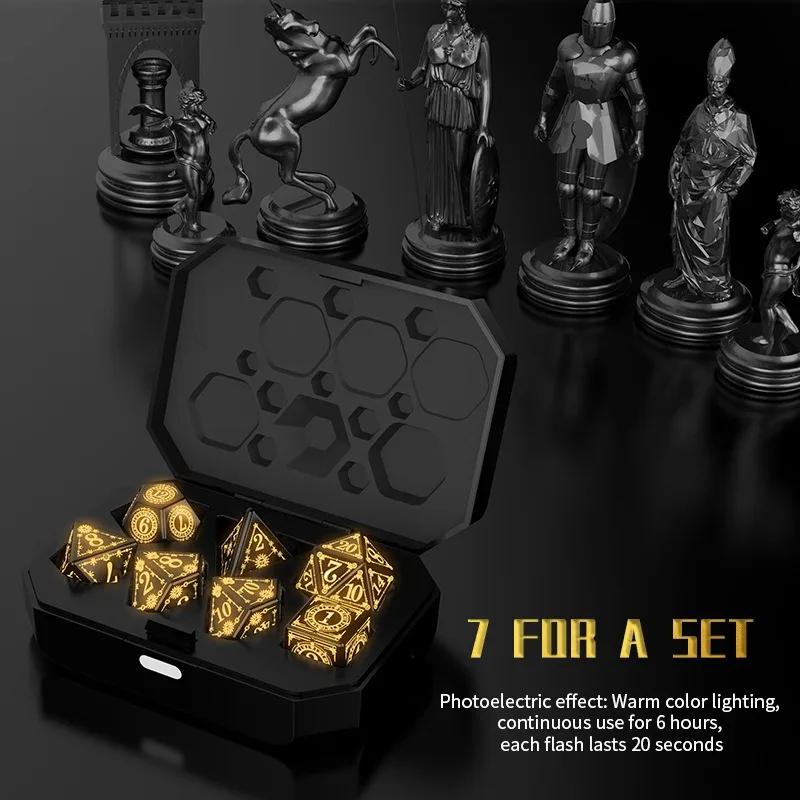 Glowing DND Dice Set 7-Piece Hollow Polyhedral LED Light-Up for Dungeons Dragons
Glowing DND Dice Set 7-Piece Hollow Polyhedral LED Light-Up for Dungeons Dragons