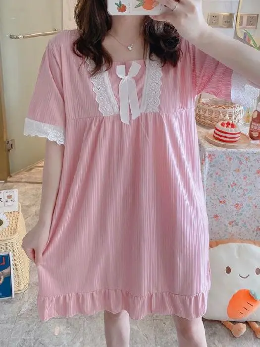 Loose plus Size Summer Sleepwear Women's Midi Sleeveless Floral Trim Korean Style Sweet Home Clothes Student Nightgown
Loose plus Size Summer Sleepwear Women's Midi Sleeveless Floral Trim Korean Style Sweet Home Clothes Student Nightgown