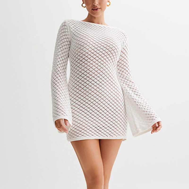 TARUXY Sexy Hollow Knitted Beach Dress For Women Summer New Bikini Swimsuit Cover-up Sunwear Female Long Sleeve Cover Up Dress 
TARUXY Sexy Hollow Knitted Beach Dress For Women Summer New Bikini Swimsuit Cover-up Sunwear Female Long Sleeve Cover Up Dress