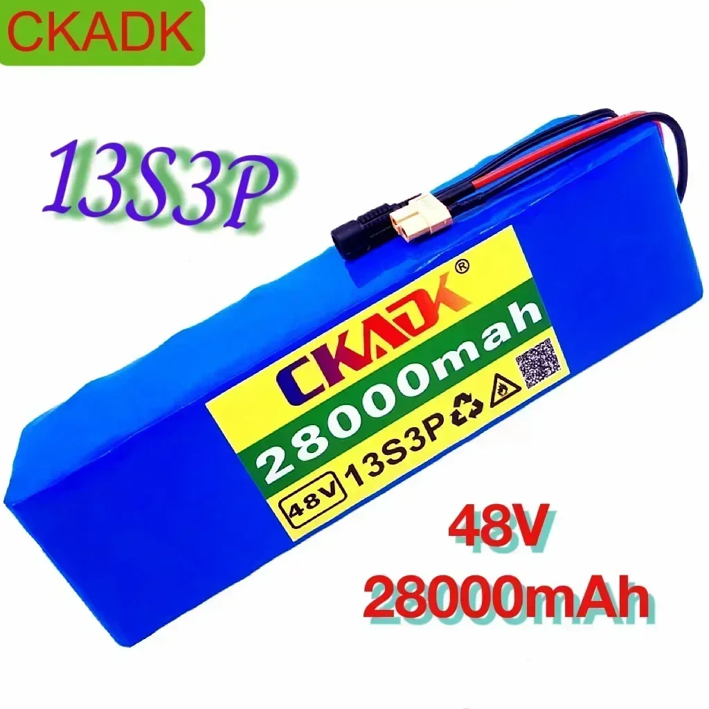 New original 18650 battery pack, 13S3P-48V-28000MAH, including XT60 connector and BMS, for 1000W electric bicycles
New original 18650 battery pack, 13S3P-48V-28000MAH, including XT60 connector and BMS, for 1000W electric bicycles