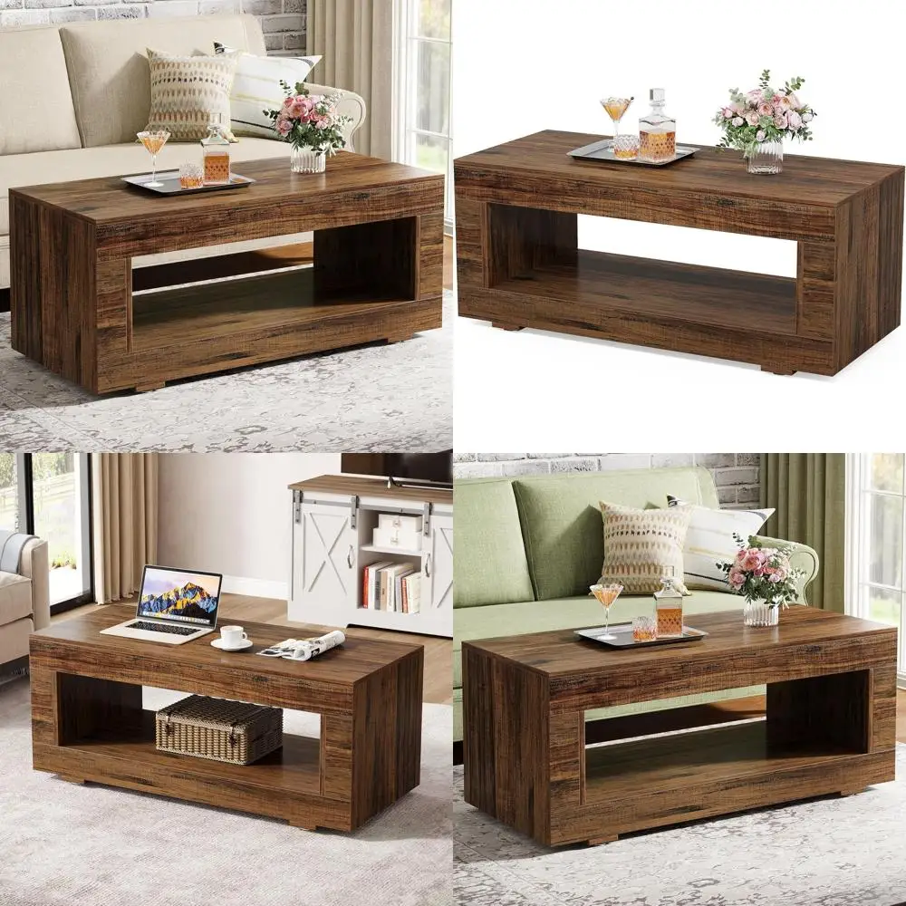 Rustic Brown 43.3 Two-Tier Coffee Table with Storage for Living Room
Rustic Brown 43.3 Two-Tier Coffee Table with Storage for Living Room