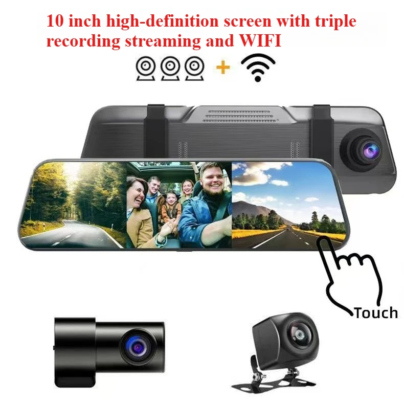 HONGTONG 10-inch 3-lens rearview mirror dash cam with front rear interior camera HD night vision recording for car
HONGTONG 10-inch 3-lens rearview mirror dash cam with front rear interior camera HD night vision recording for car