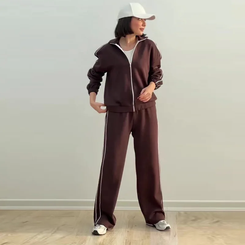 SuperAen Autumn New European and American Style Women's Loose Casual Simple Zipper Stand-up Collar Coats Long Pants Sets
SuperAen Autumn New European and American Style Women's Loose Casual Simple Zipper Stand-up Collar Coats Long Pants Sets