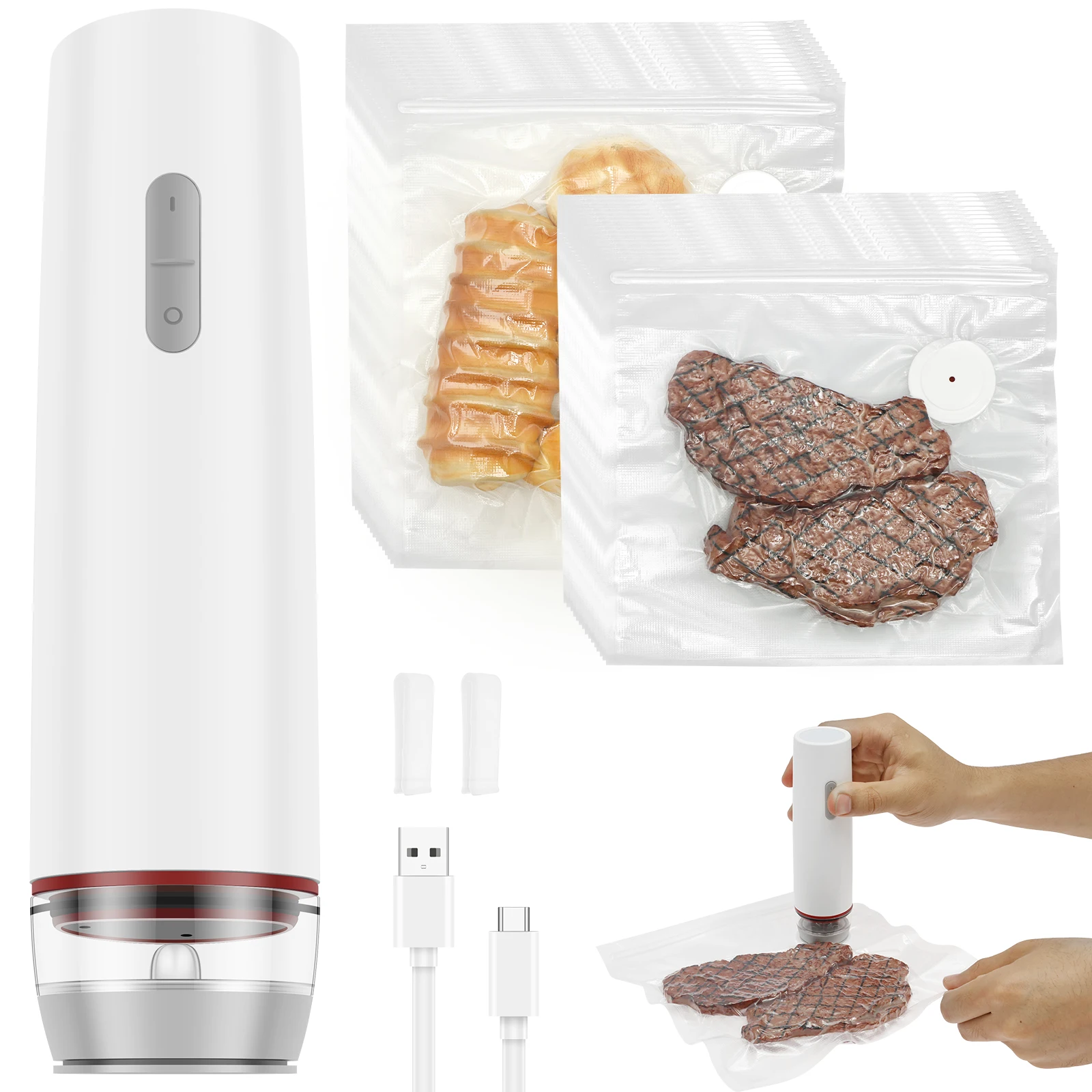 Cordless Vacuum Sealer Food Storage Seal with Vacuum Bags Rechargeable/Battery Powered Kitchen Vacuum Sealer Food Preservat Bag
Cordless Vacuum Sealer Food Storage Seal with Vacuum Bags Rechargeable/Battery Powered Kitchen Vacuum Sealer Food Preservat Bag