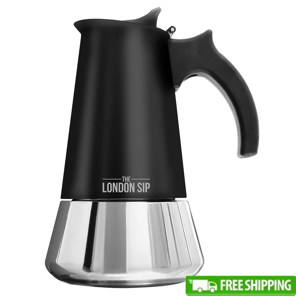 Stovetop Espresso Maker 10 Cups Matte Black Stainless Steel Moka Pot Barista Quality Coffee Durable Ergonomic Handle Induction
Stovetop Espresso Maker 10 Cups Matte Black Stainless Steel Moka Pot Barista Quality Coffee Durable Ergonomic Handle Induction