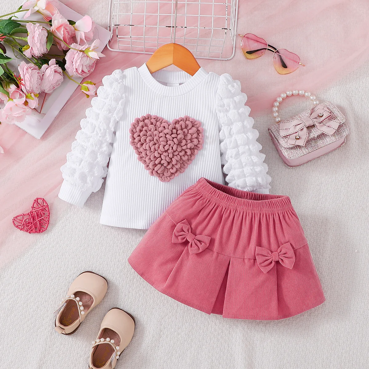 Baby Girl Thanksgiving Day Gift Clothing Pom Pom Heart Top & Corduroy Bow Skirt Set Autumn Cute Toddler Clothes
Baby Girl Thanksgiving Day Gift Clothing Pom Pom Heart Top & Corduroy Bow Skirt Set Autumn Cute Toddler Clothes