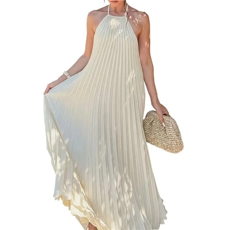 CYL-Women's Sleeveless Pleated Maxi Dress Tie Back Flowy Beach Wedding Guest Dress
CYL-Women's Sleeveless Pleated Maxi Dress Tie Back Flowy Beach Wedding Guest Dress