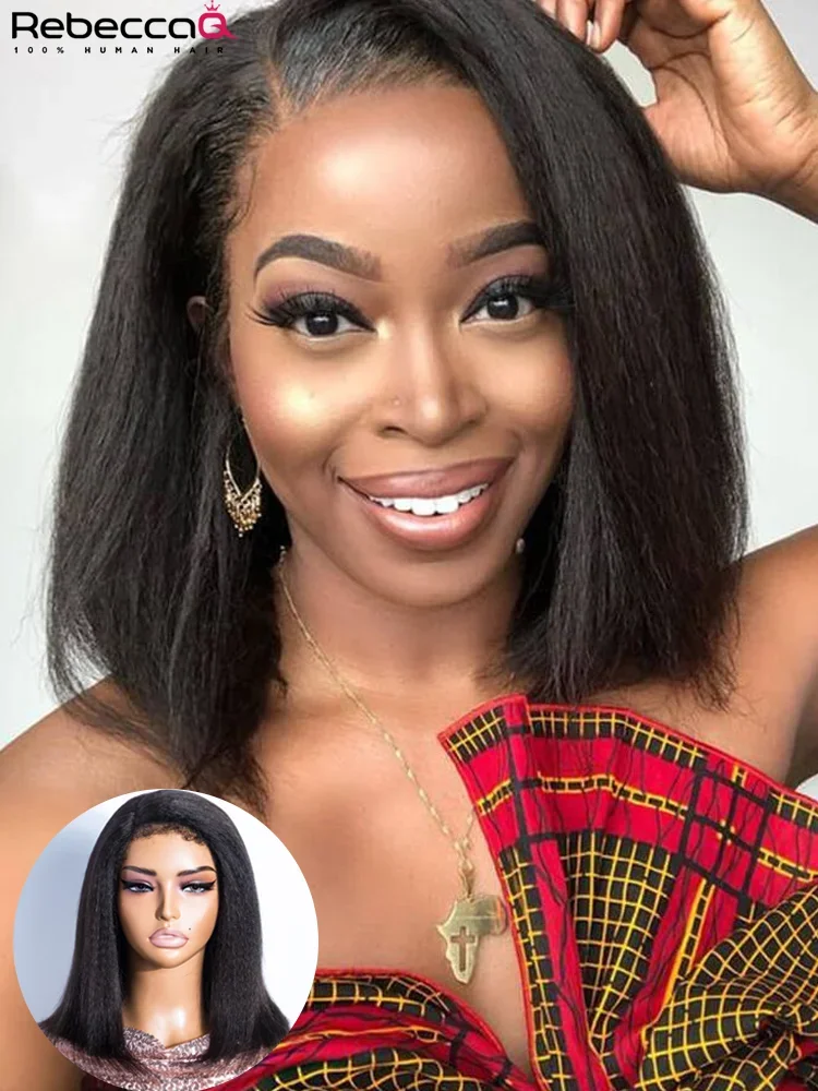 QVR Glueless Kinky Straight Bob Wig Lace Front Human Hair Wig With Baby Hair For Women Natural Yaki Straight Short Bob Lace Part
QVR Glueless Kinky Straight Bob Wig Lace Front Human Hair Wig With Baby Hair For Women Natural Yaki Straight Short Bob Lace Part