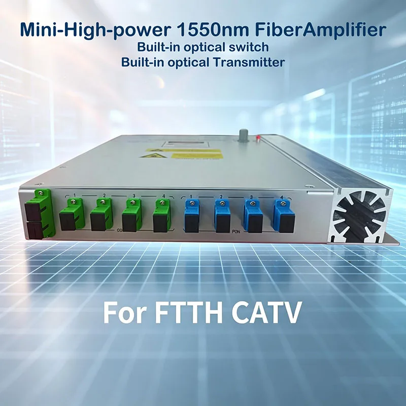 1550nm Mini High Power EDFA Fiber Amplifier Built in Optical Switch FWDM Transmitter SC/APC 4-16 Port for PON FTTH CATV System
1550nm Mini High Power EDFA Fiber Amplifier Built in Optical Switch FWDM Transmitter SC/APC 4-16 Port for PON FTTH CATV System