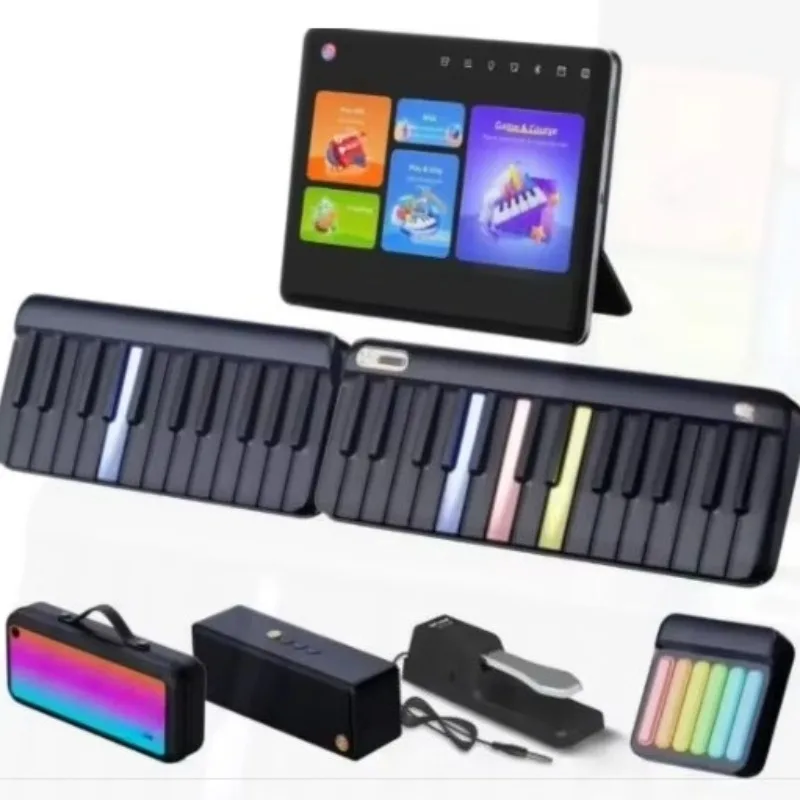 Metal membrane keyboard with colorful keyboard speakers and fun accompanying chord tools
Metal membrane keyboard with colorful keyboard speakers and fun accompanying chord tools