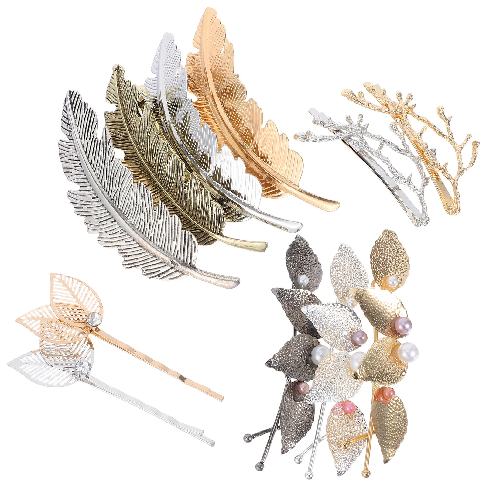 11Pcs Pearl Hair Clips Set Vintage Metal Leaf Bobby Pins Side Bang Cramp Women Hair Accessories Stylish Multi Color for Weddings
11Pcs Pearl Hair Clips Set Vintage Metal Leaf Bobby Pins Side Bang Cramp Women Hair Accessories Stylish Multi Color for Weddings