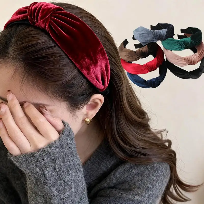 Women Elegent Retro Knotted Velvet Head Hoop Korean Autumn Winter Wide Side Twisted Headband Soft Versatile Hairband Headwear
Women Elegent Retro Knotted Velvet Head Hoop Korean Autumn Winter Wide Side Twisted Headband Soft Versatile Hairband Headwear