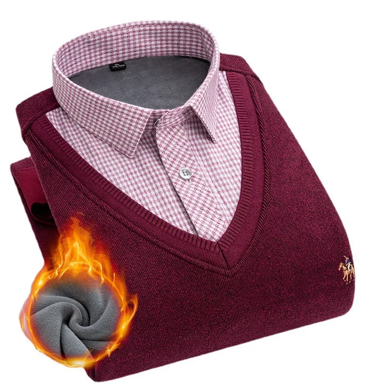 2023 Winter Fake Two Piece Warm Shirts Men's Plush Thickened Loose Knitted Casual Bottom Shirt
2023 Winter Fake Two Piece Warm Shirts Men's Plush Thickened Loose Knitted Casual Bottom Shirt