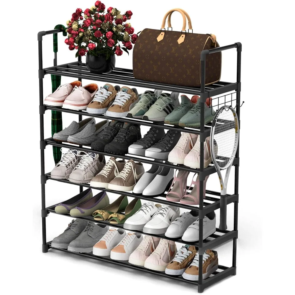 6 Tiers Metal Shoe Rack,Adjustable Shoe Shelf Storage Organizer with Hooks,Stackable Boot & Shoe Storage,for Entryway
6 Tiers Metal Shoe Rack,Adjustable Shoe Shelf Storage Organizer with Hooks,Stackable Boot & Shoe Storage,for Entryway
